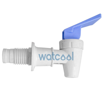 Grifo macho blanco con pestaña azul para fuentes de agua
